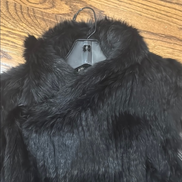 EUC June Elegant Black Real Rabbit Fur and Leather Women's Jacket - Picture 3 of 4